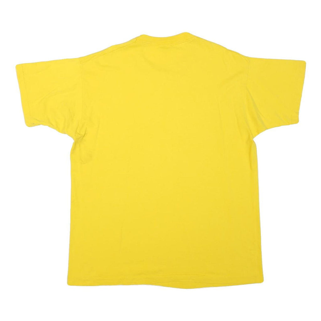 Mens Yellow Plain Cotton Blend T-Shirt XL Short Sleeve Crew Neck Casual Basic