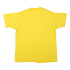 Mens Yellow Plain Cotton Blend T-Shirt XL Short Sleeve Crew Neck Casual Basic