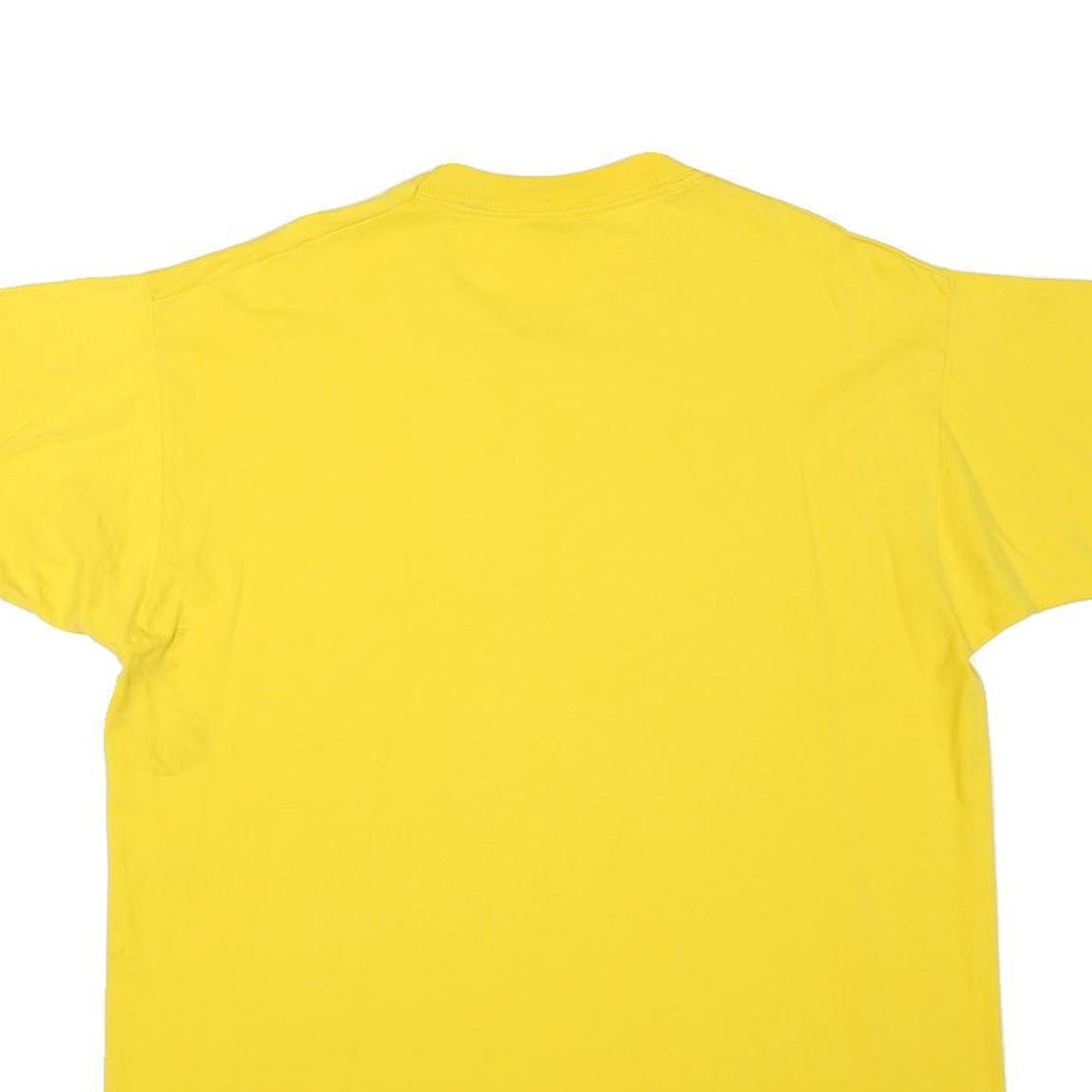 Mens Yellow Plain Cotton Blend T-Shirt XL Short Sleeve Crew Neck Casual Basic