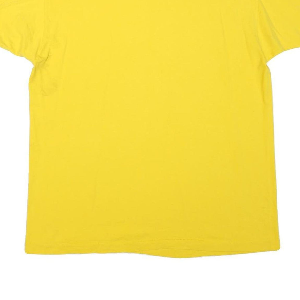 Mens Yellow Plain Cotton Blend T-Shirt XL Short Sleeve Crew Neck Casual Basic