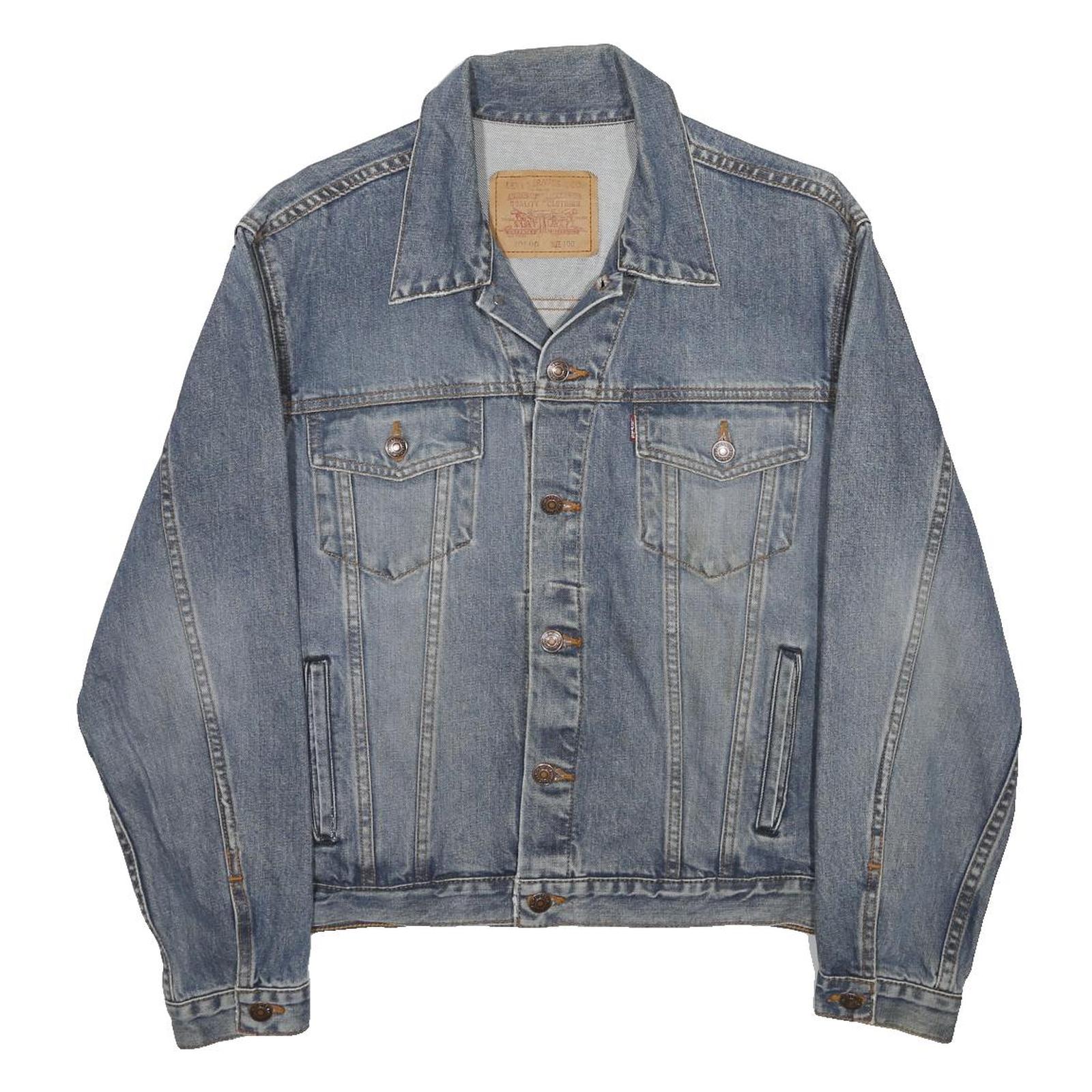 LEVI'S Mens Blue Denim Classic Jacket L Cotton Plain Button Closure