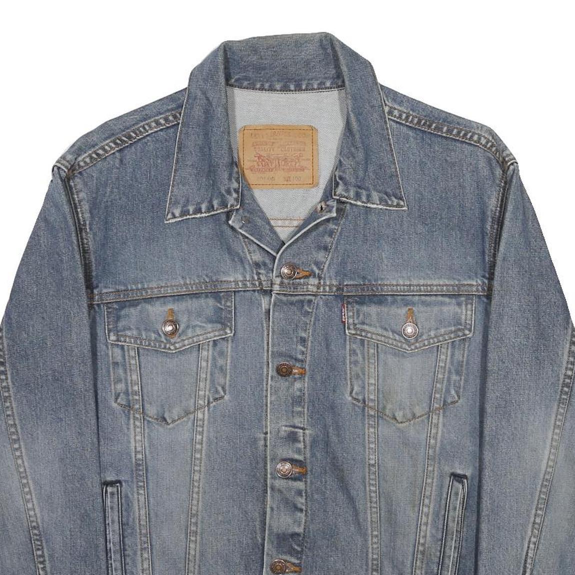 LEVI'S Mens Blue Denim Classic Jacket L Cotton Plain Button Closure