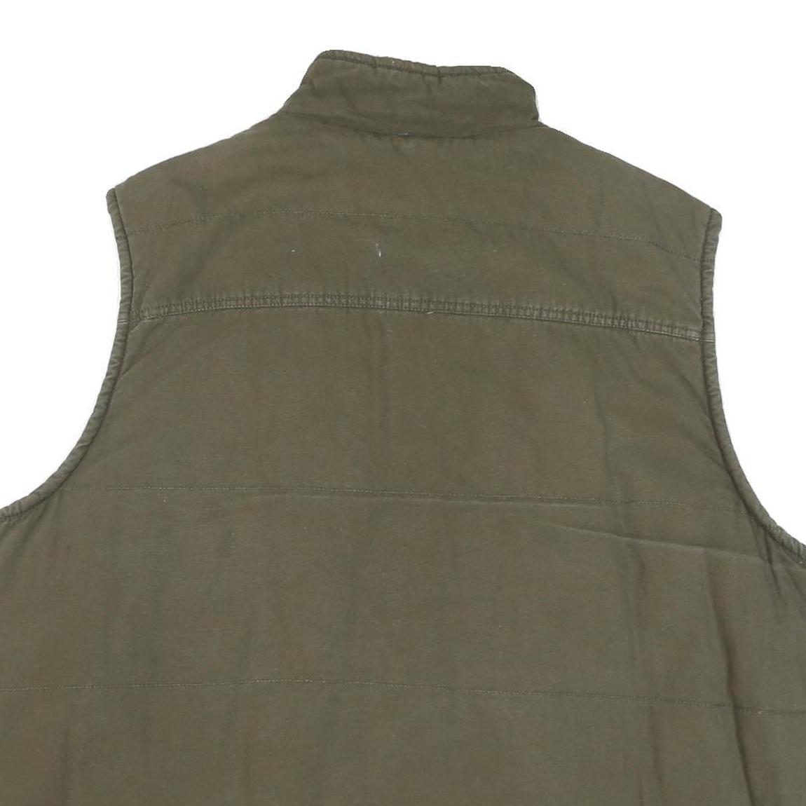 LEE Mens Green Cotton Blend Quilted Jacket 2XL Zip Front Relaxed Fit Workwear