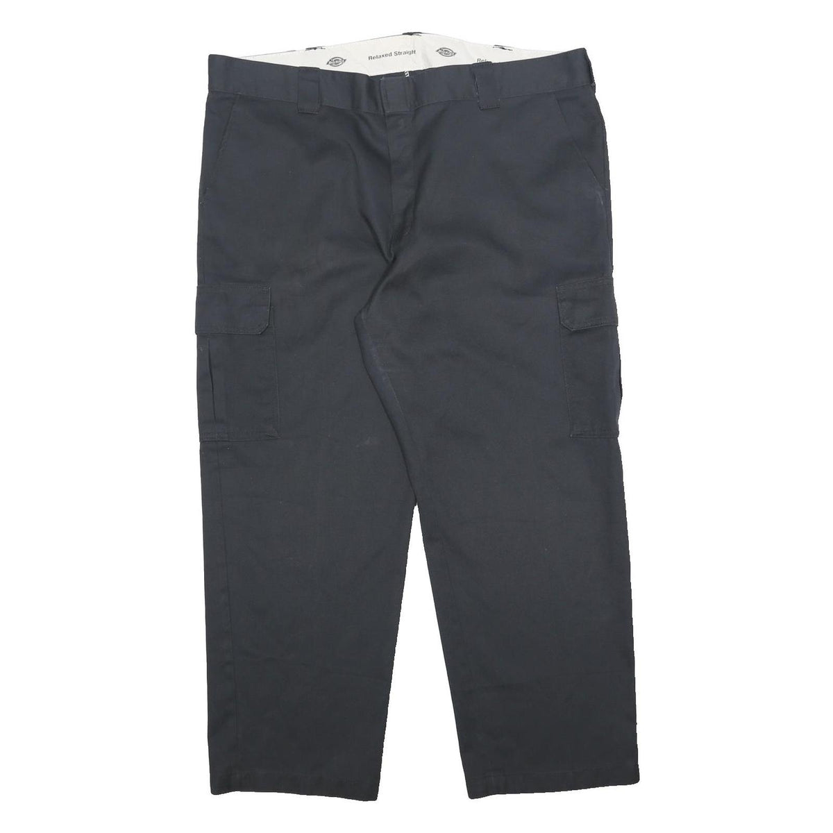 DICKIES Mens Relaxed Black Cargo Cotton Blend Trousers W44 L30 Workwear Zip