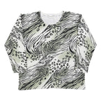 ROMAN Womens White Black Patterned Jumper Scoop Neck Basic Knit XL Polyester