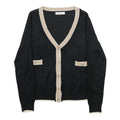 LUC-CE Womens Black & Beige Plain V-Neck Pullover Basic Knit M Classic Stylish
