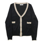 LUC-CE Womens Black & Beige Plain V-Neck Pullover Basic Knit M Classic Stylish