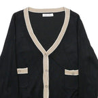 LUC-CE Womens Black & Beige Plain V-Neck Pullover Basic Knit M Classic Stylish