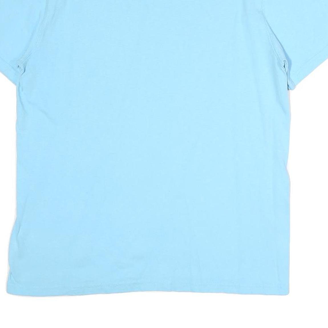 CHAMPION Mens Blue Cotton T-Shirt M Short Sleeve Crew Neck Printed Logo