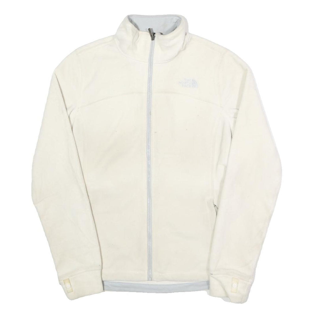 THE NORTH FACE Womens White Fleece Jacket S Polyester Outdoor Zip Up Slim Fit