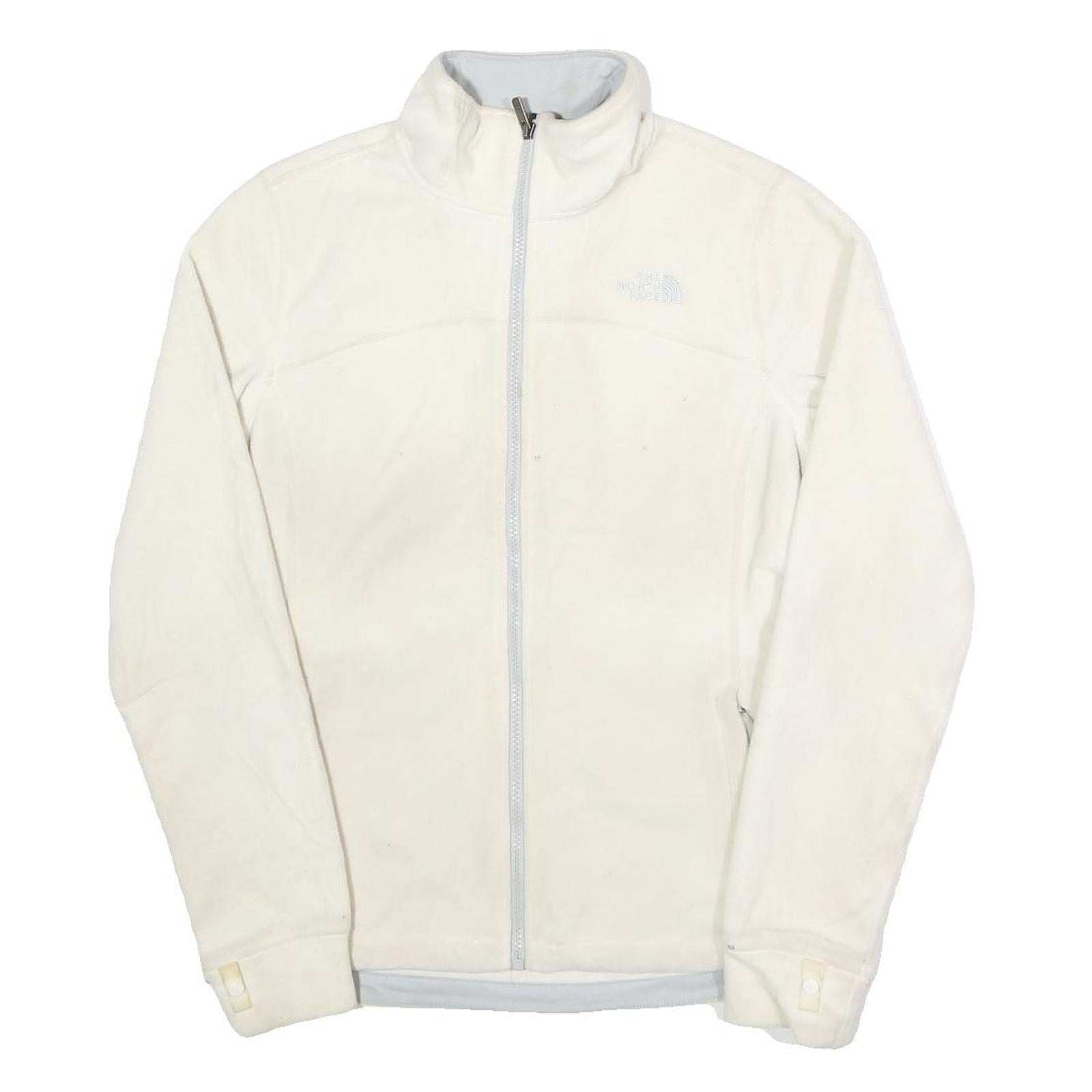 THE NORTH FACE Womens White Fleece Jacket S Polyester Outdoor Zip Up Slim Fit
