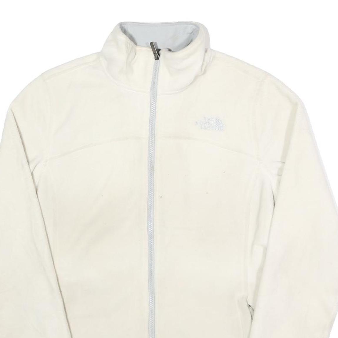 THE NORTH FACE Womens White Fleece Jacket S Polyester Outdoor Zip Up Slim Fit