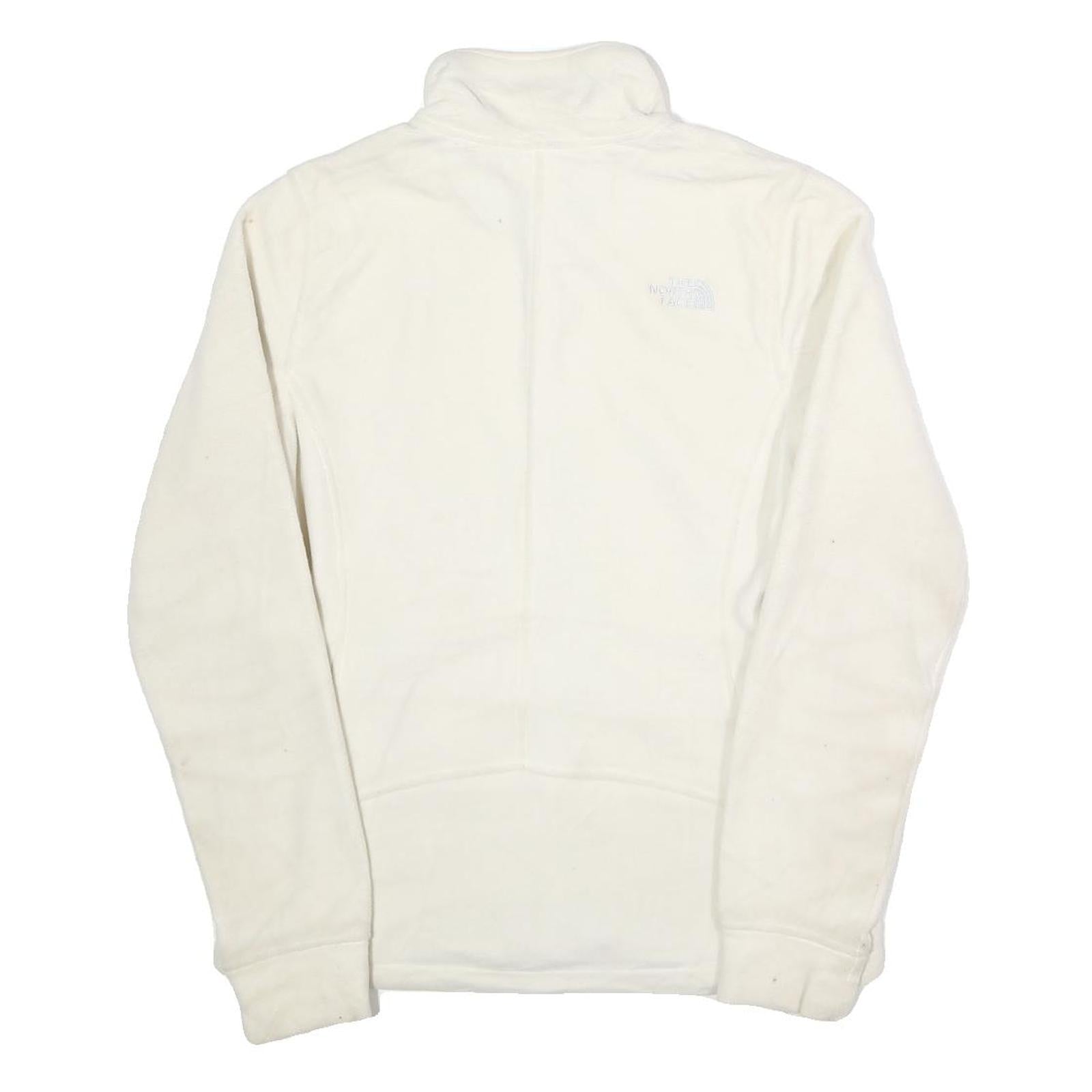 THE NORTH FACE Womens White Fleece Jacket S Polyester Outdoor Zip Up Slim Fit