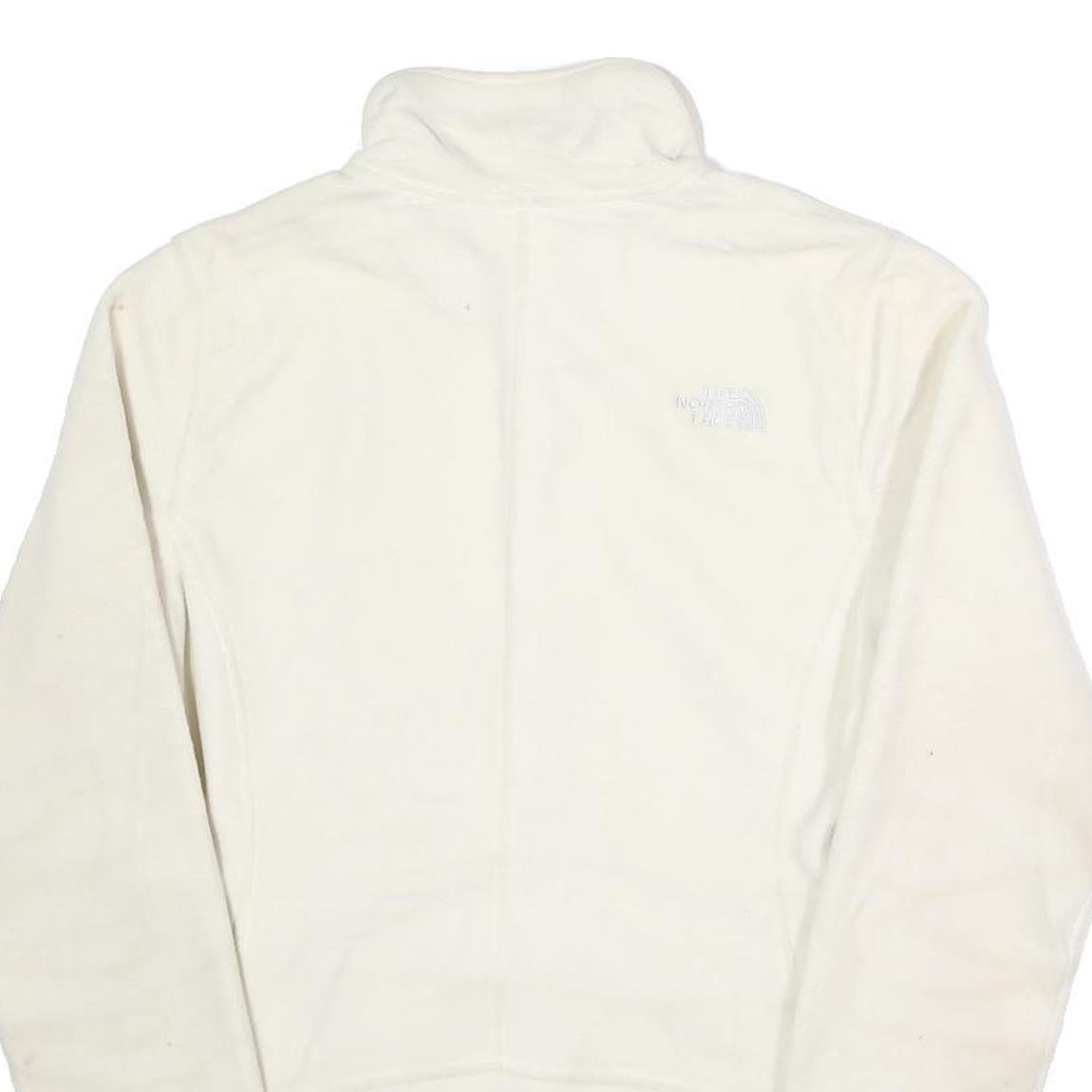 THE NORTH FACE Womens White Fleece Jacket S Polyester Outdoor Zip Up Slim Fit