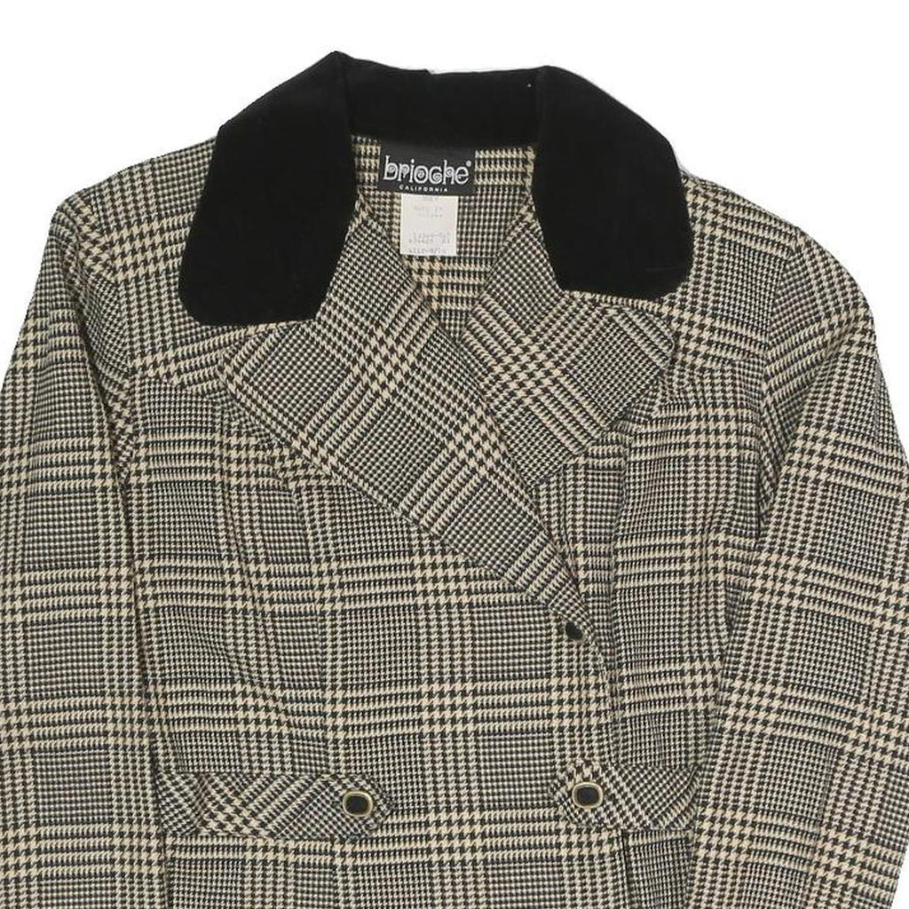 BRIOCHE Womens Beige & Black Checked Blazer Tailored Jacket S Polyester Blend