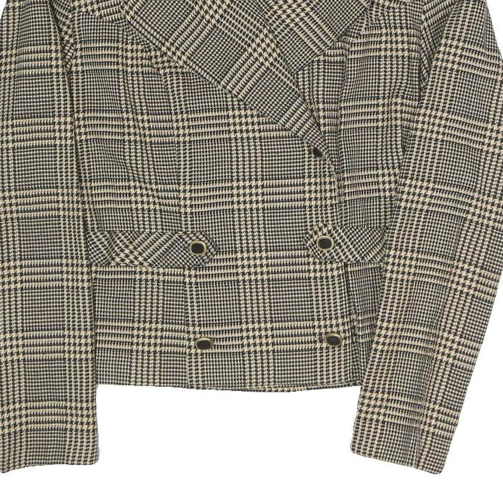 BRIOCHE Womens Beige & Black Checked Blazer Tailored Jacket S Polyester Blend