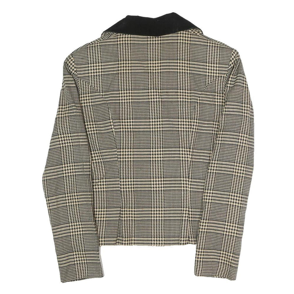 BRIOCHE Womens Beige & Black Checked Blazer Tailored Jacket S Polyester Blend