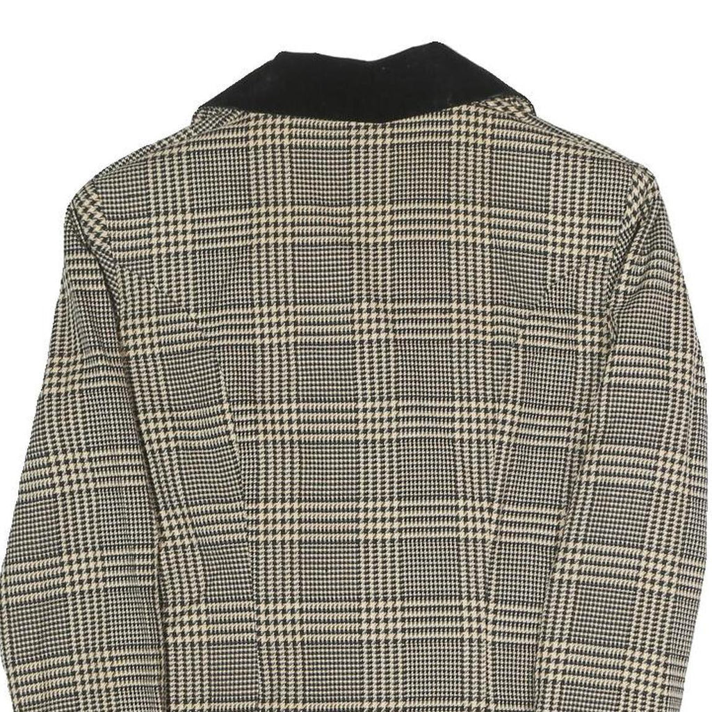 BRIOCHE Womens Beige & Black Checked Blazer Tailored Jacket S Polyester Blend