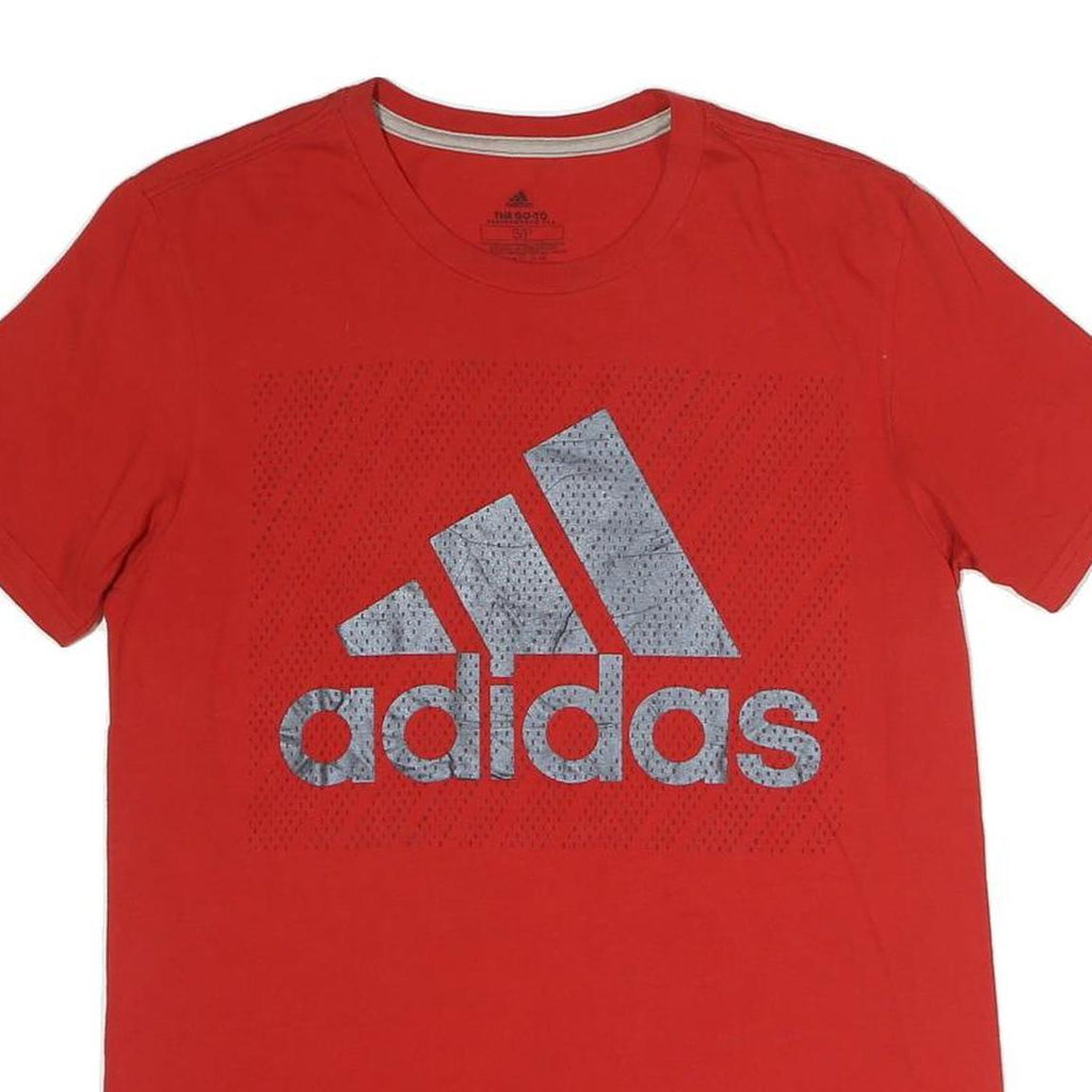 ADIDAS Mens Red Graphic T-Shirt S Short Sleeve Crew Neck Climalite