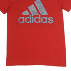 ADIDAS Mens Red Graphic T-Shirt S Short Sleeve Crew Neck Climalite