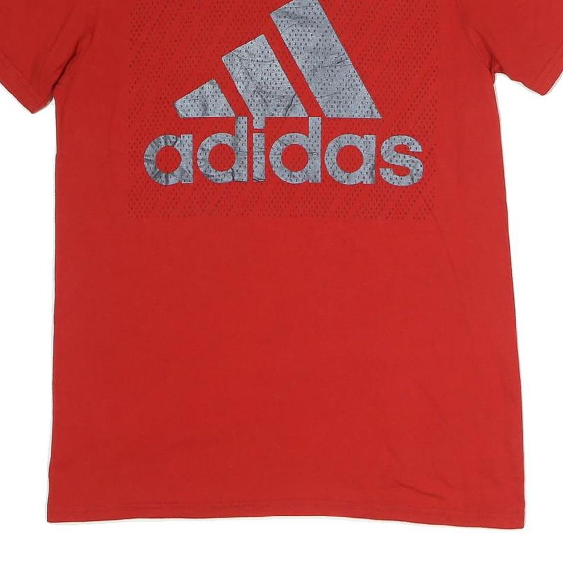 ADIDAS Mens Red Graphic T-Shirt S Short Sleeve Crew Neck Climalite