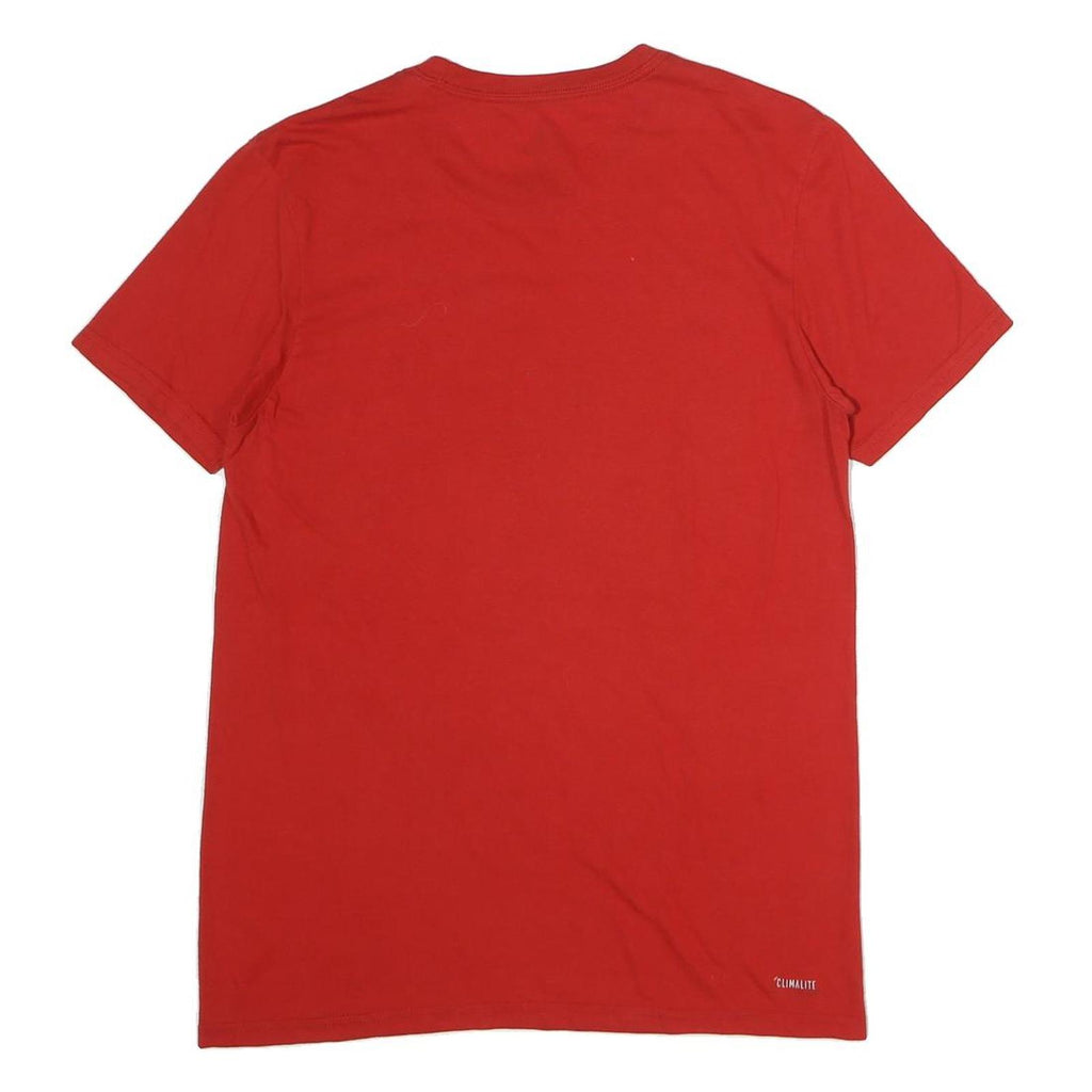 ADIDAS Mens Red Graphic T-Shirt S Short Sleeve Crew Neck Climalite