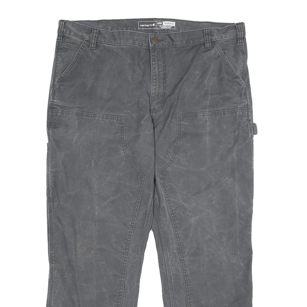 CARHARTT Mens Cotton Blend Grey Relaxed Straight Trousers W42 L32 Workwear Zip