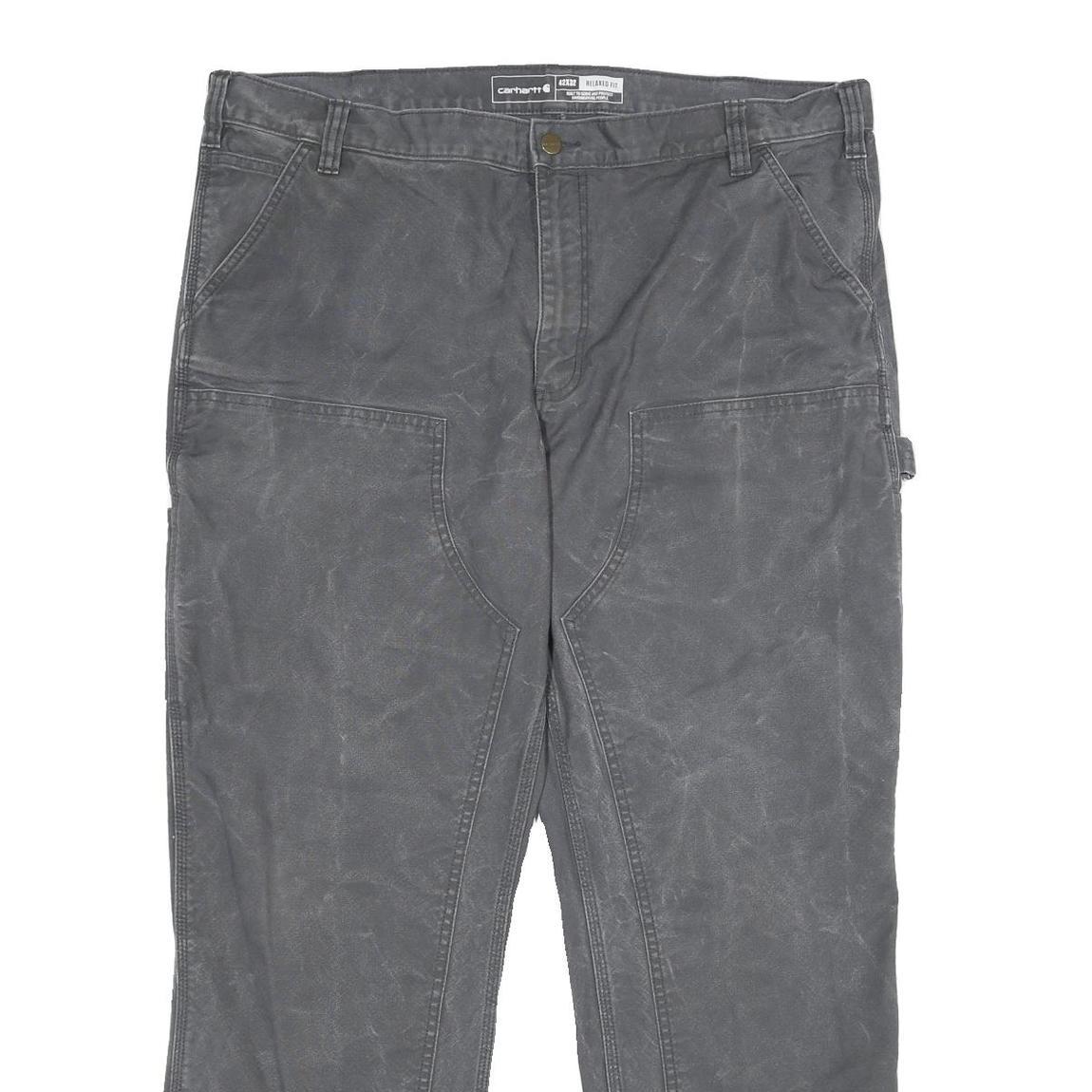 CARHARTT Mens Cotton Blend Grey Relaxed Straight Trousers W42 L32 Workwear Zip