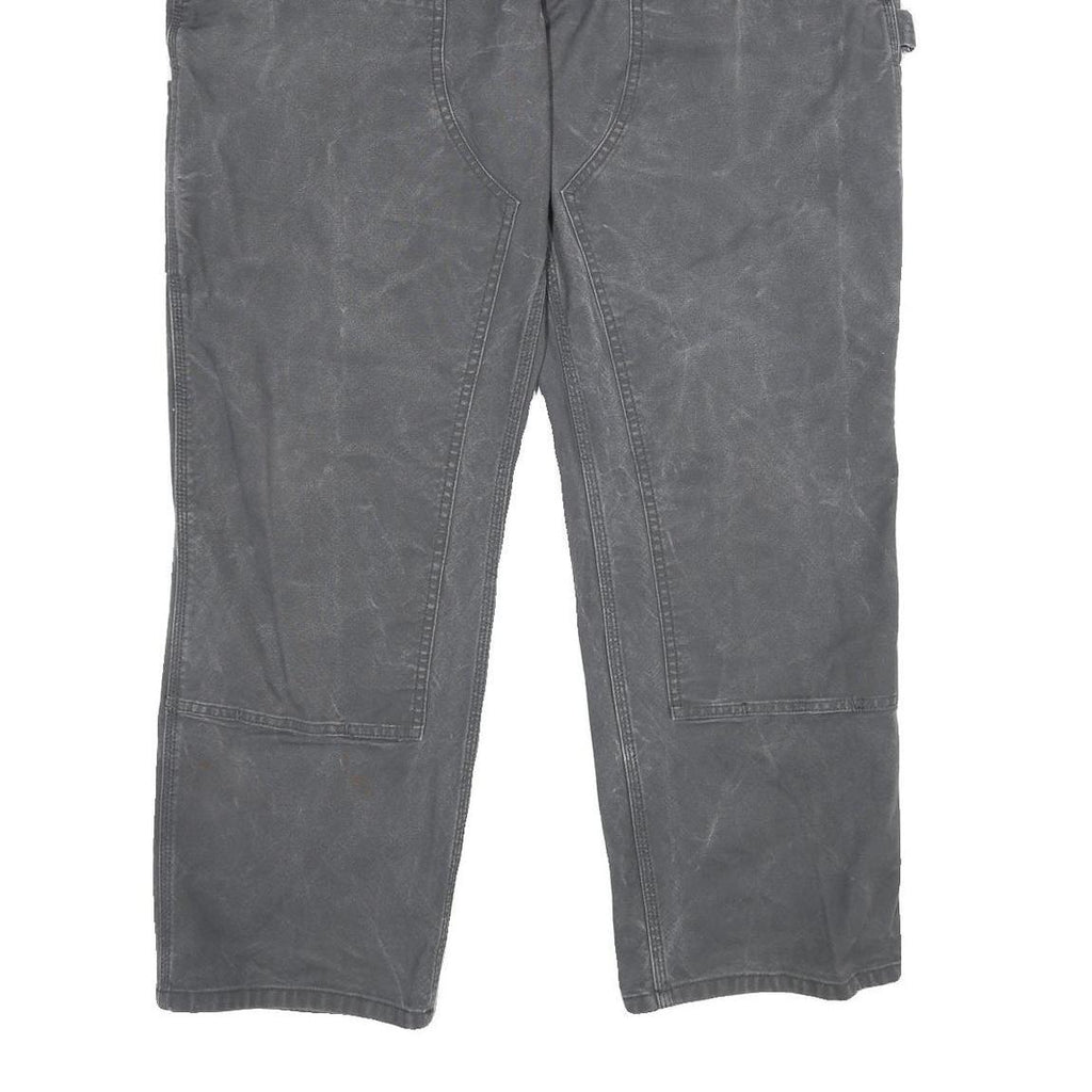 CARHARTT Mens Cotton Blend Grey Relaxed Straight Trousers W42 L32 Workwear Zip