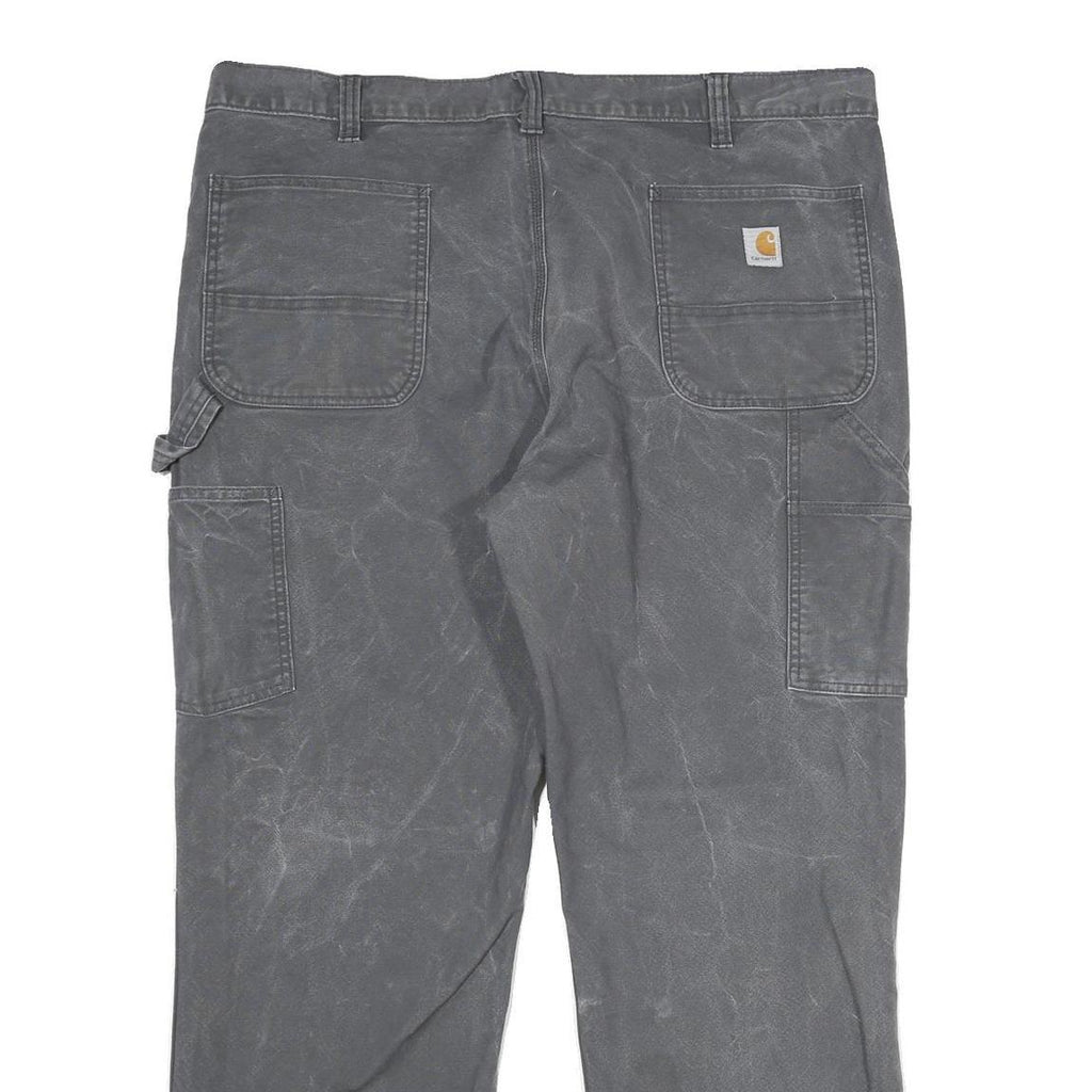 CARHARTT Mens Cotton Blend Grey Relaxed Straight Trousers W42 L32 Workwear Zip