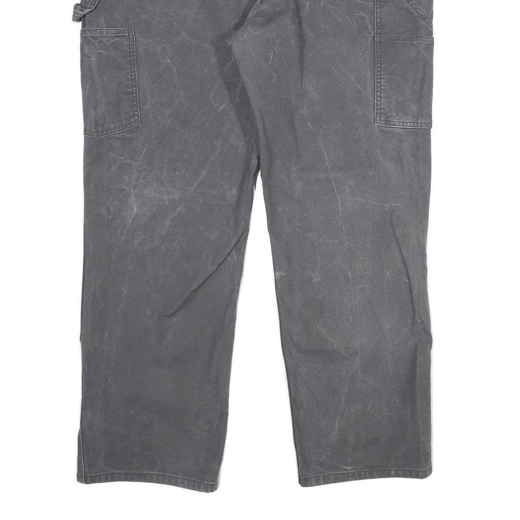 CARHARTT Mens Cotton Blend Grey Relaxed Straight Trousers W42 L32 Workwear Zip