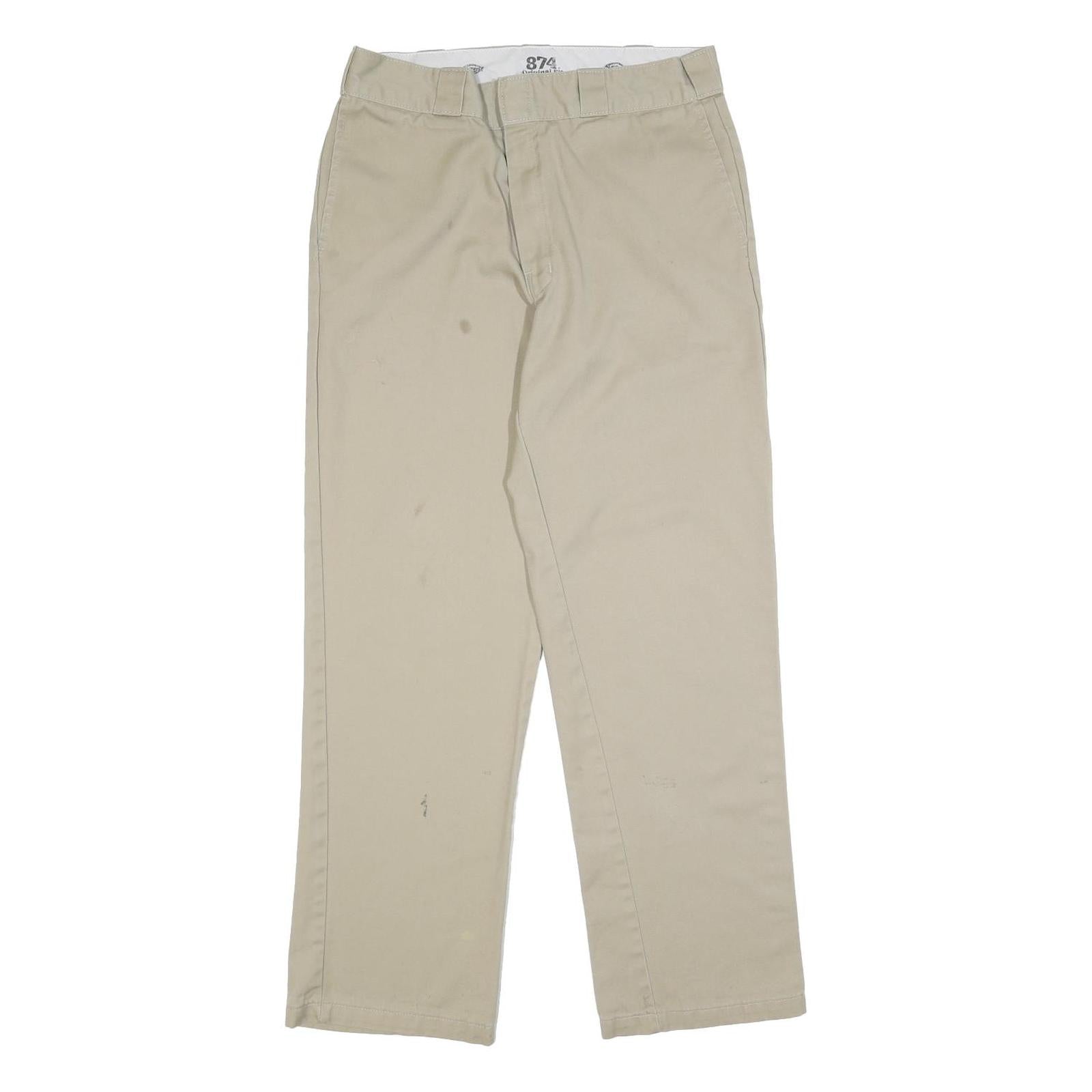 DICKIES Mens Regular Fit Beige Cotton Blend Trousers W31 L32 Workwear Casual