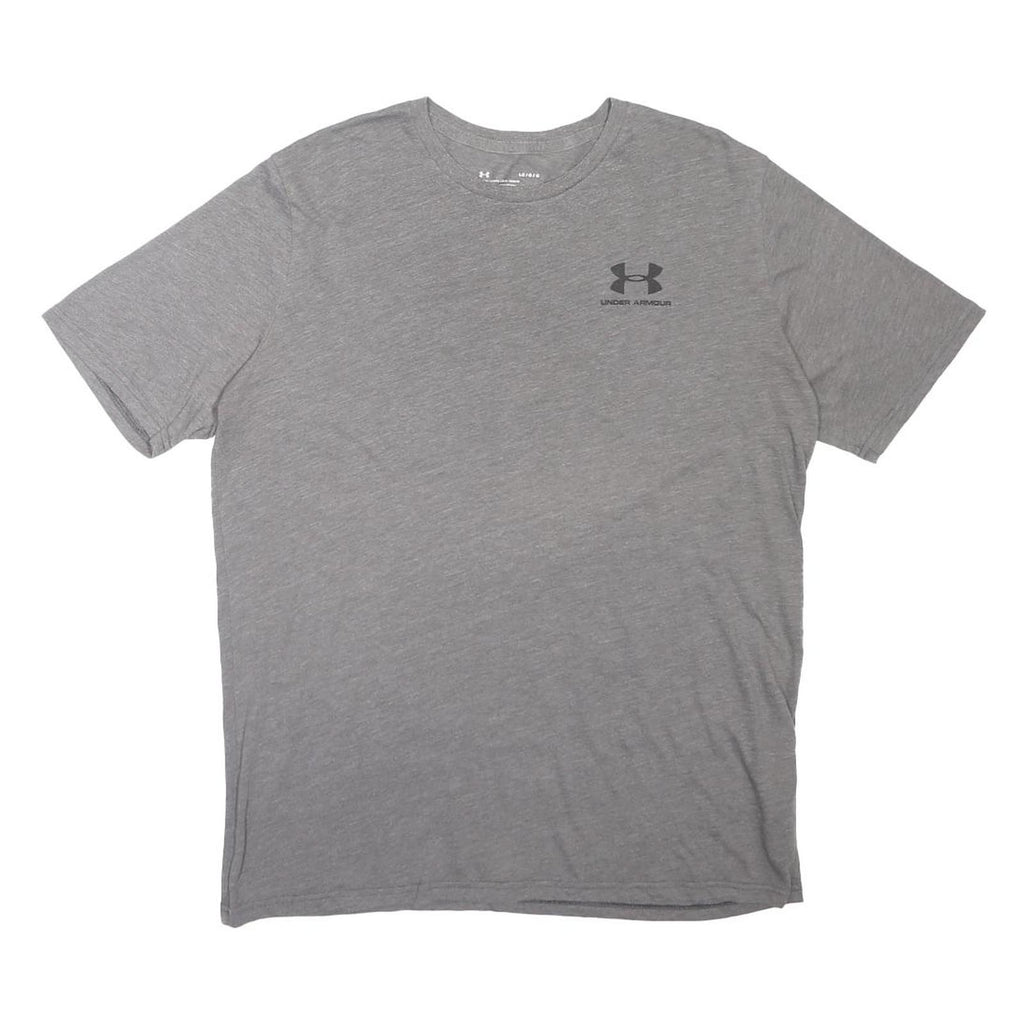 UNDER ARMOUR Mens Grey Plain T-Shirt L Short Sleeve Crew Neck Casual Sportswear
