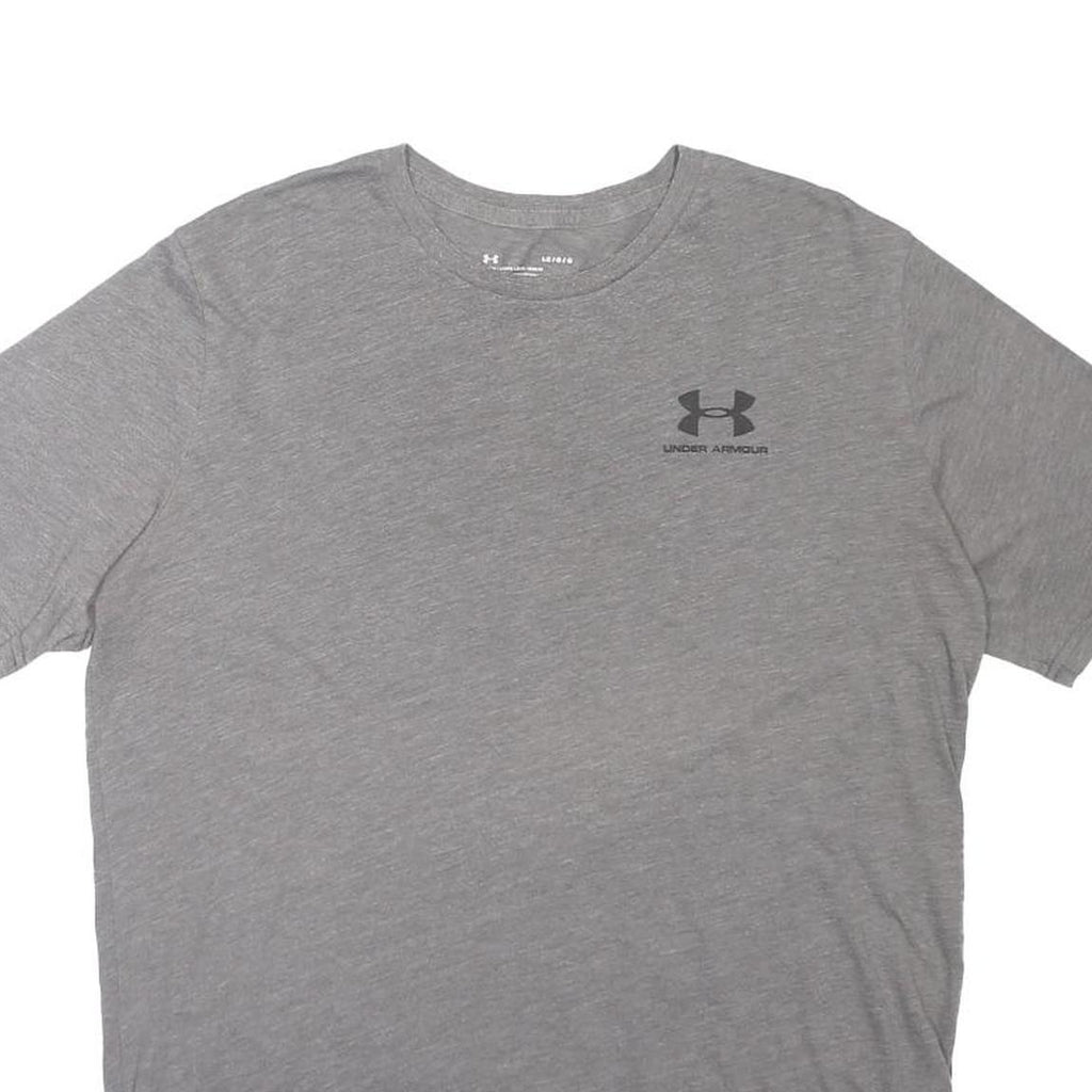 UNDER ARMOUR Mens Grey Plain T-Shirt L Short Sleeve Crew Neck Casual Sportswear