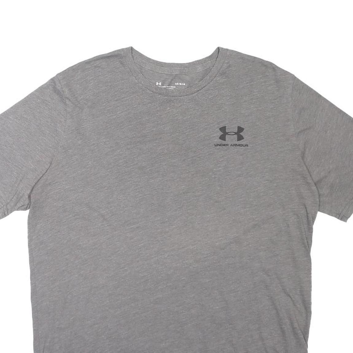 UNDER ARMOUR Mens Grey Plain T-Shirt L Short Sleeve Crew Neck Casual Sportswear