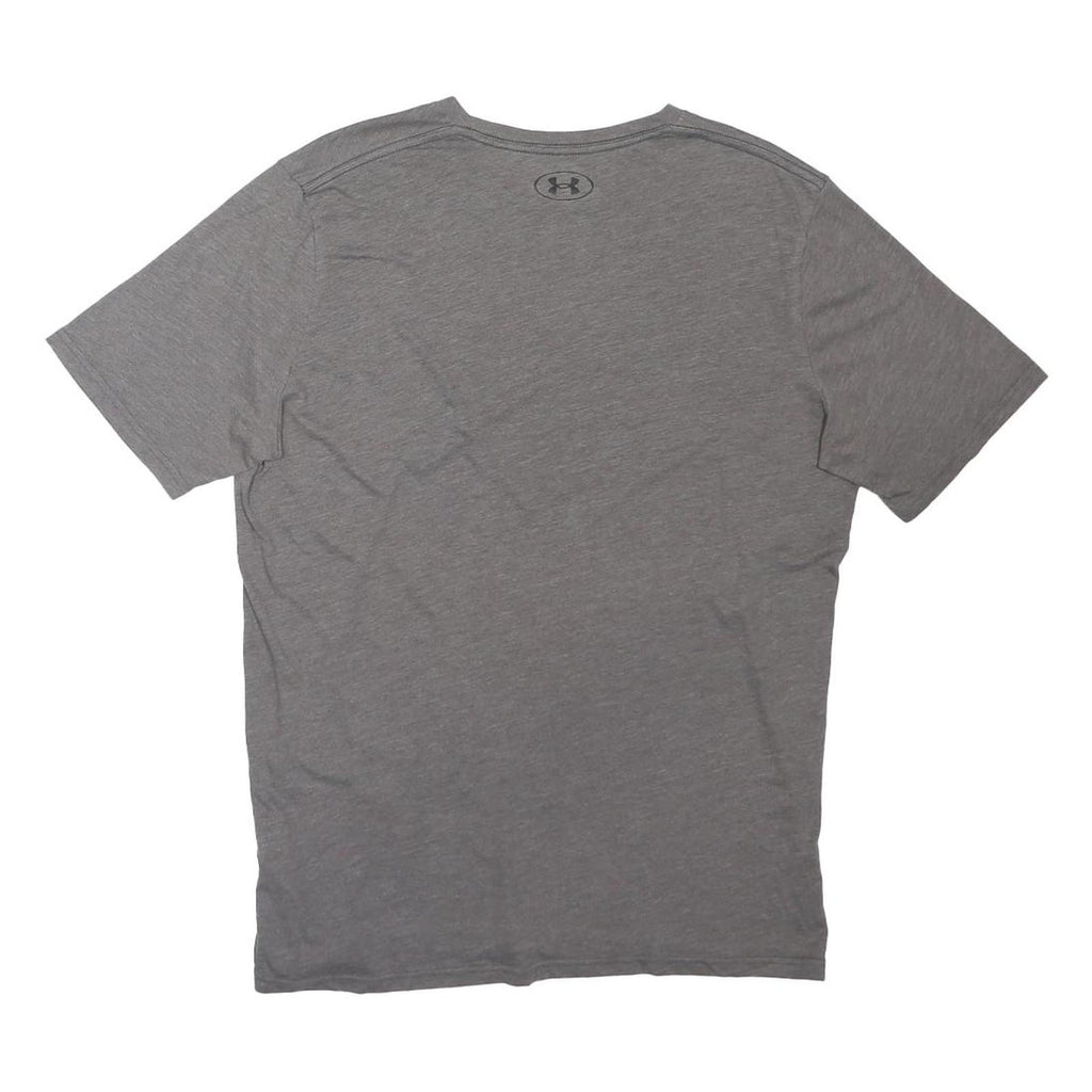 UNDER ARMOUR Mens Grey Plain T-Shirt L Short Sleeve Crew Neck Casual Sportswear