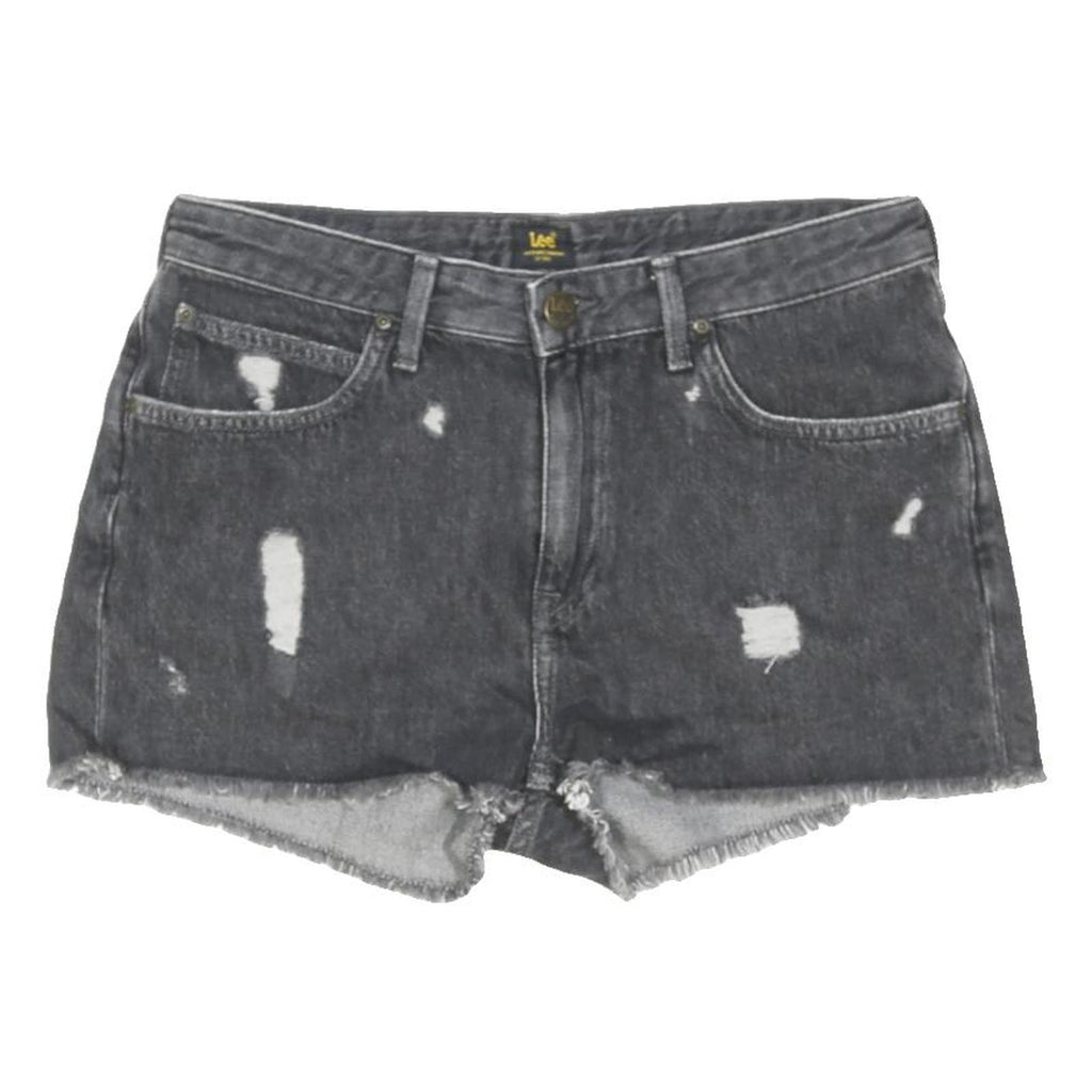 LEE Womens Denim Black Distressed Cut-Off Shorts M W30 Casual Stylish