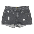 LEE Womens Denim Black Distressed Cut-Off Shorts M W30 Casual Stylish