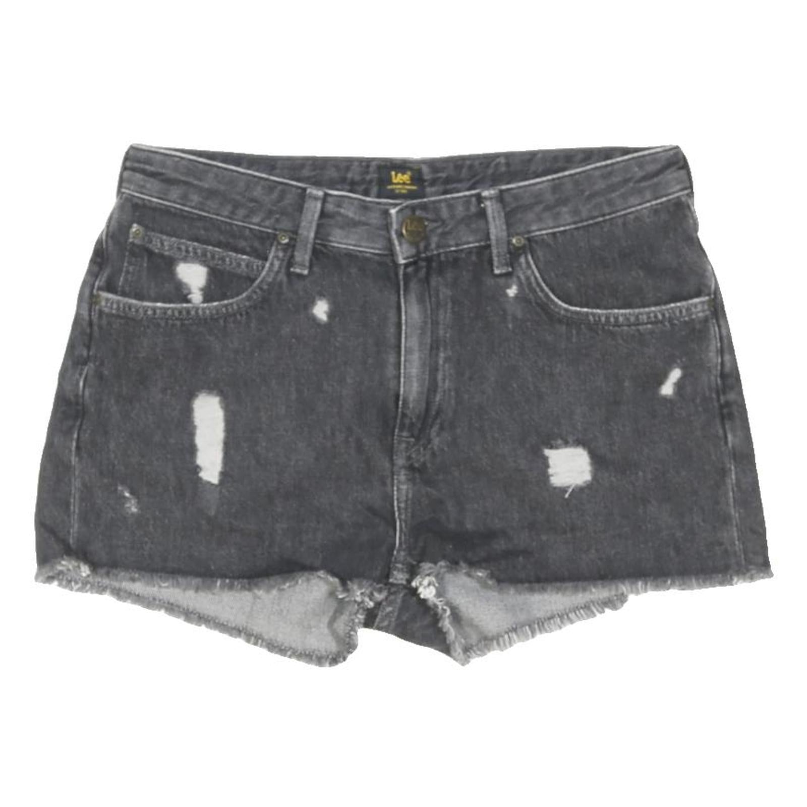 LEE Womens Denim Black Distressed Cut-Off Shorts M W30 Casual Stylish