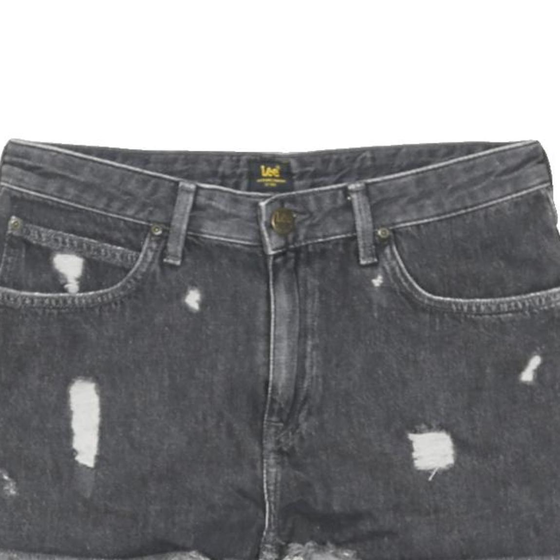 LEE Womens Denim Black Distressed Cut-Off Shorts M W30 Casual Stylish