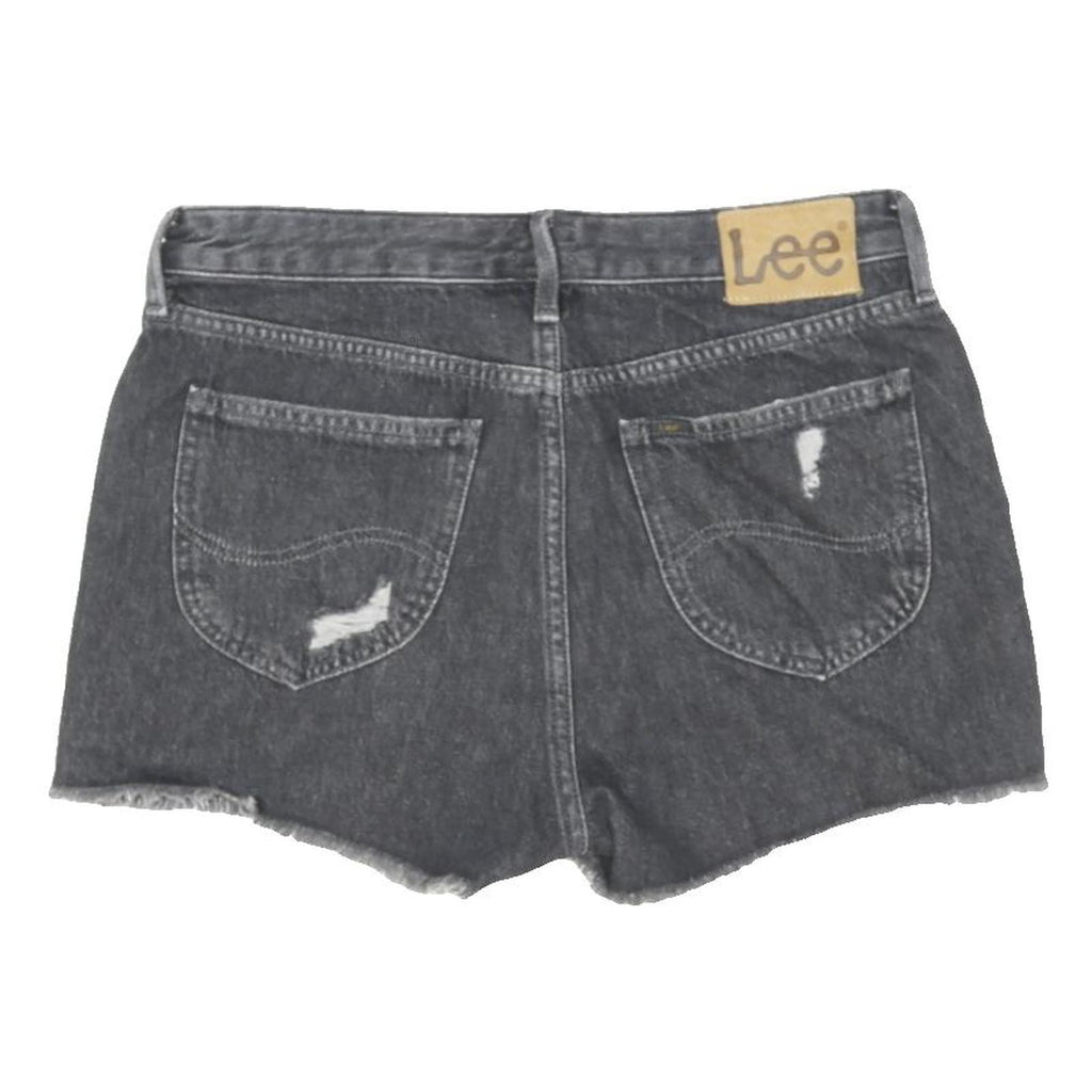 LEE Womens Denim Black Distressed Cut-Off Shorts M W30 Casual Stylish