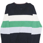 TOMMY HILFIGER Mens Navy White Green Blue Patterned Crew Neck Basic Knit L
