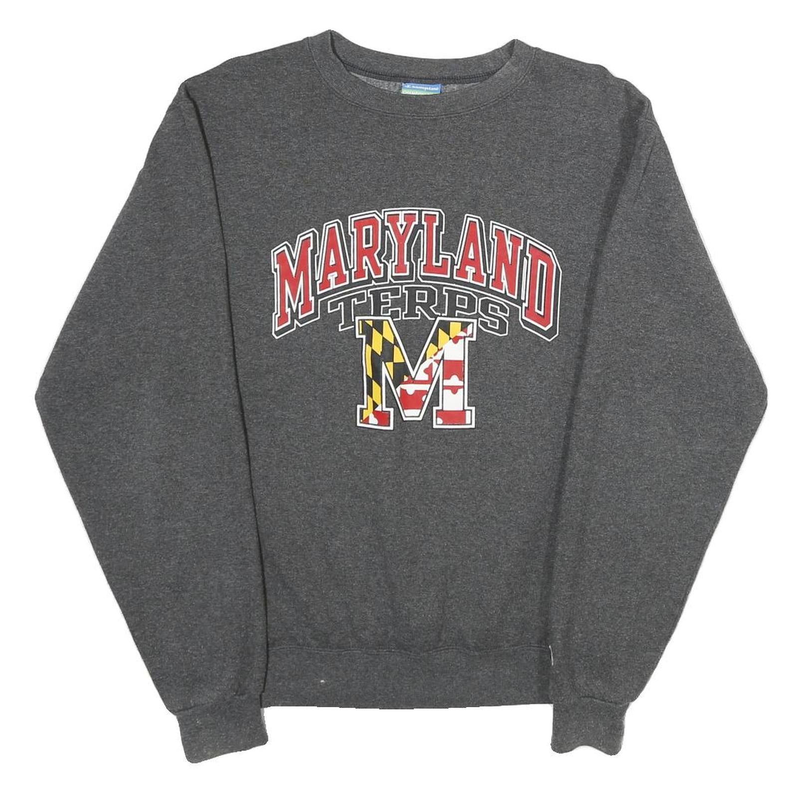 CHAMPION Mens Grey Maryland Terps Crew Neck S Cotton Blend Sweatshirt