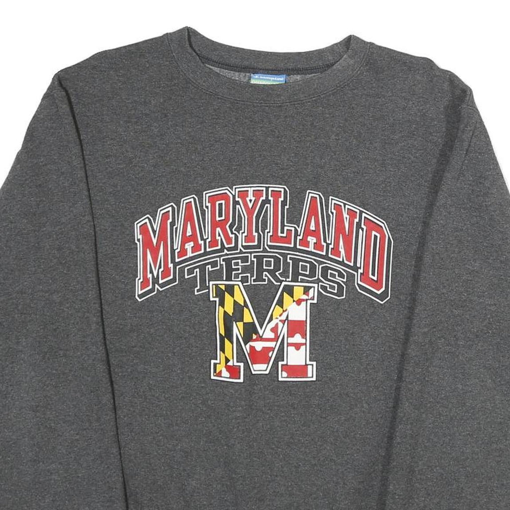 CHAMPION Mens Grey Maryland Terps Crew Neck S Cotton Blend Sweatshirt