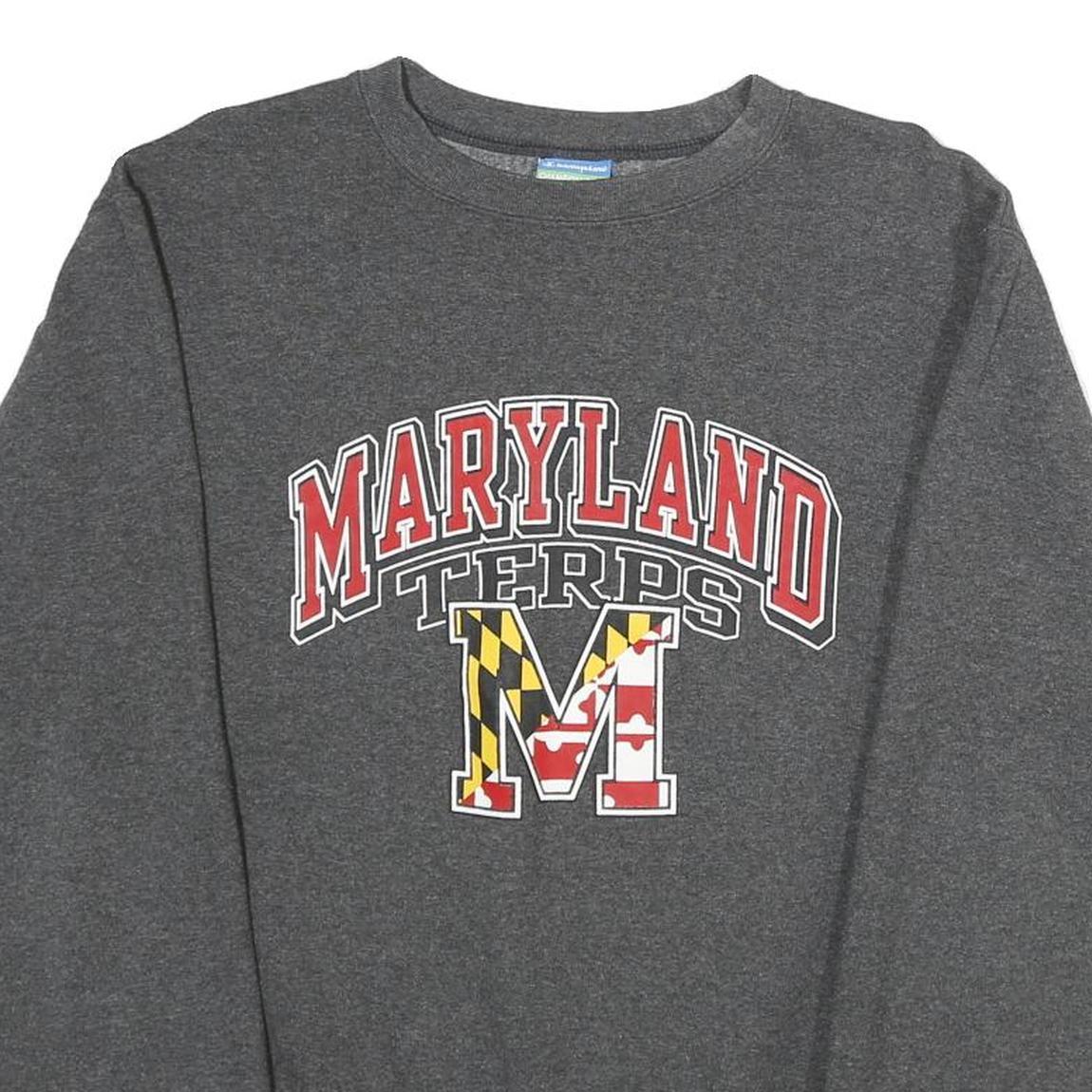 CHAMPION Mens Grey Maryland Terps Crew Neck S Cotton Blend Sweatshirt