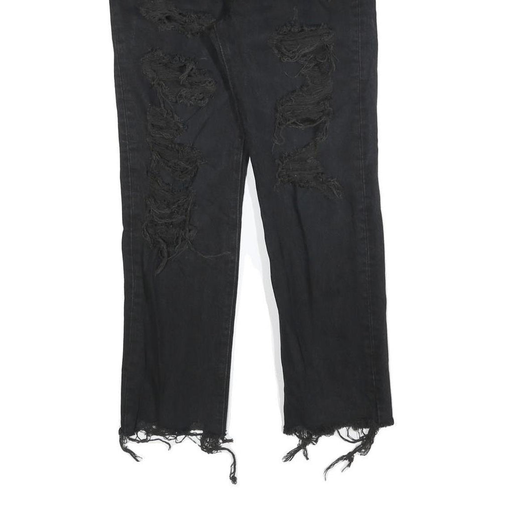 LEVI'S 501 BIG E Womens Jeans Black Regular Skinny Denim Raw W25 L26 Distressed