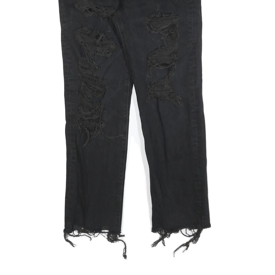 LEVI'S 501 BIG E Womens Jeans Black Regular Skinny Denim Raw W25 L26 Distressed