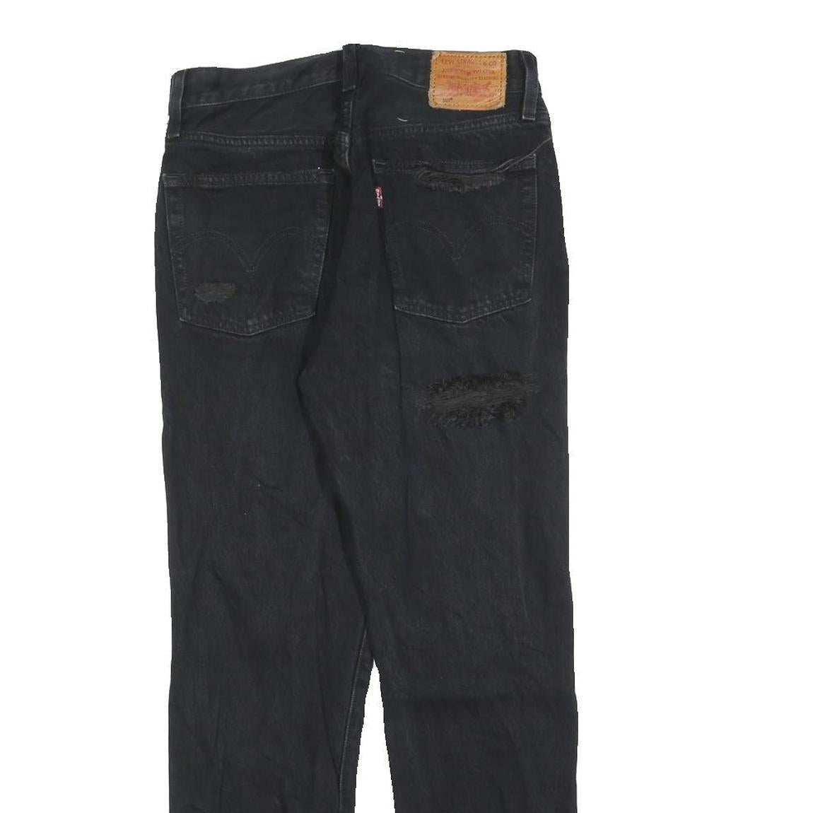 LEVI'S 501 BIG E Womens Jeans Black Regular Skinny Denim Raw W25 L26 Distressed