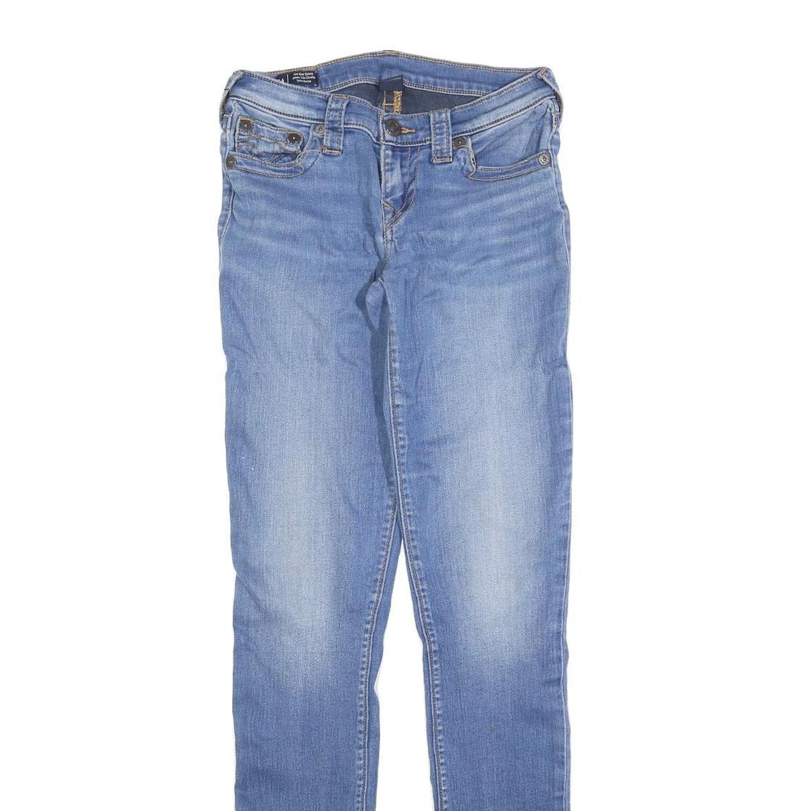 TRUE RELIGION Womens Slim Skinny Denim Light W27 L34 Blue Cotton Blend Zip Jeans