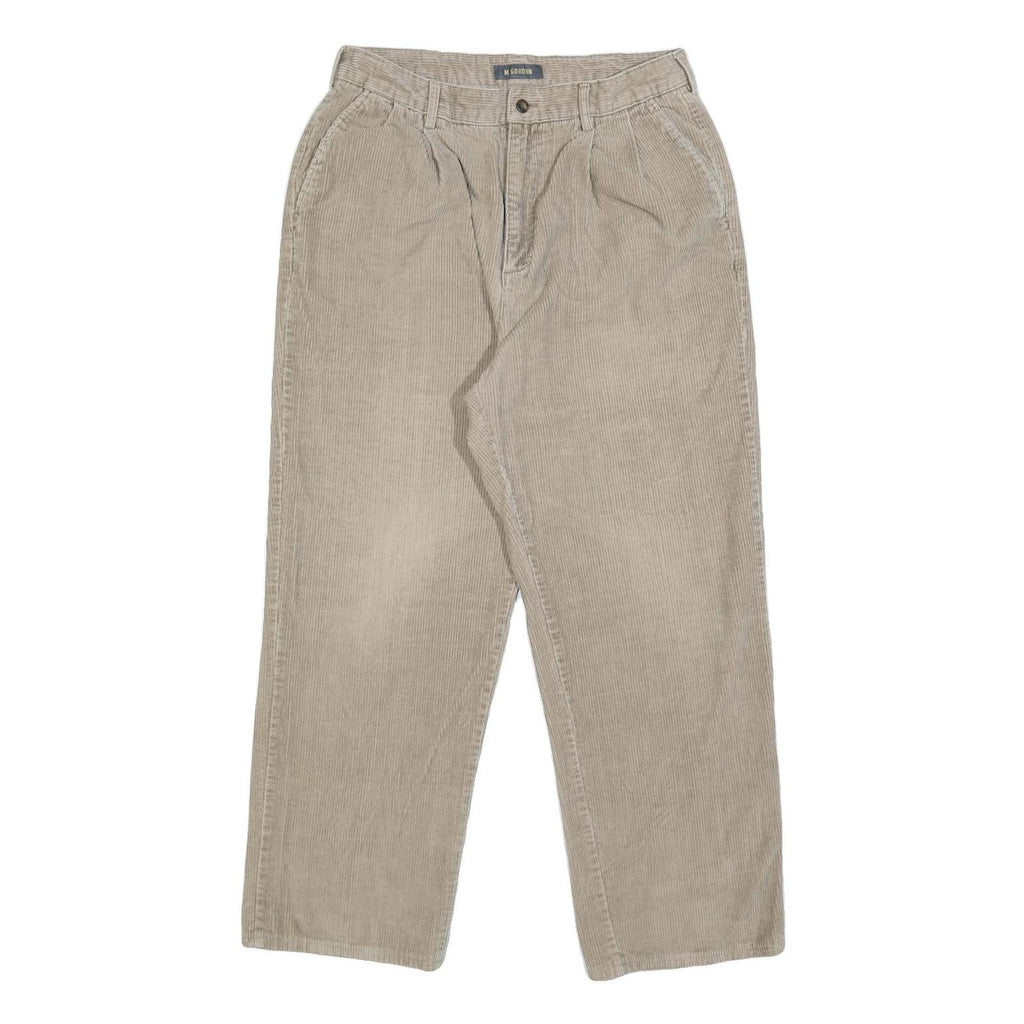 M. GORDON Mens Cotton Beige Relaxed Straight Trousers W30 L28 Casual